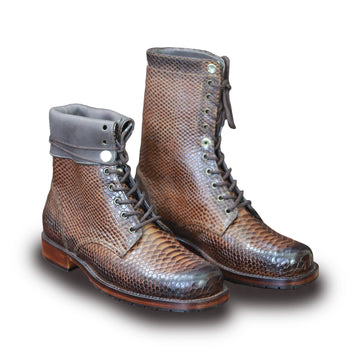 Premium Python Print Ankle Combat Boots