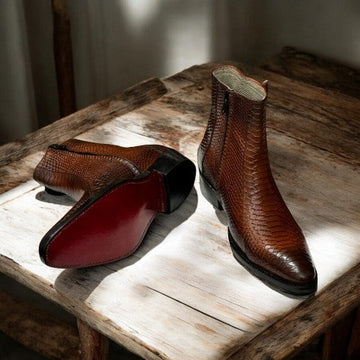 Men Handmade Full Grain Zipper Ankle Boots for Mens