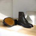 Men's Ankle High Handmade Brown Leather Boot featuring premium leather and a durable sole.