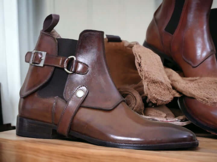Handmade Men's Chelsea Leather Boot – Premium Leather, Leather Sole, and Comfortable Lining