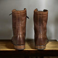 Men's Brown Leather Ankle Boots - Military Combat Boots with Heavy Duty Soles - Army Marching Style