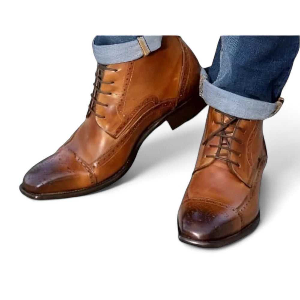 Men's Brown Leather Boot - Handcrafted Premium Leather Ankle Boot for Style and Comfort