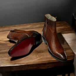 Men Handmade Full Grain Zipper Ankle Boots for Mens
