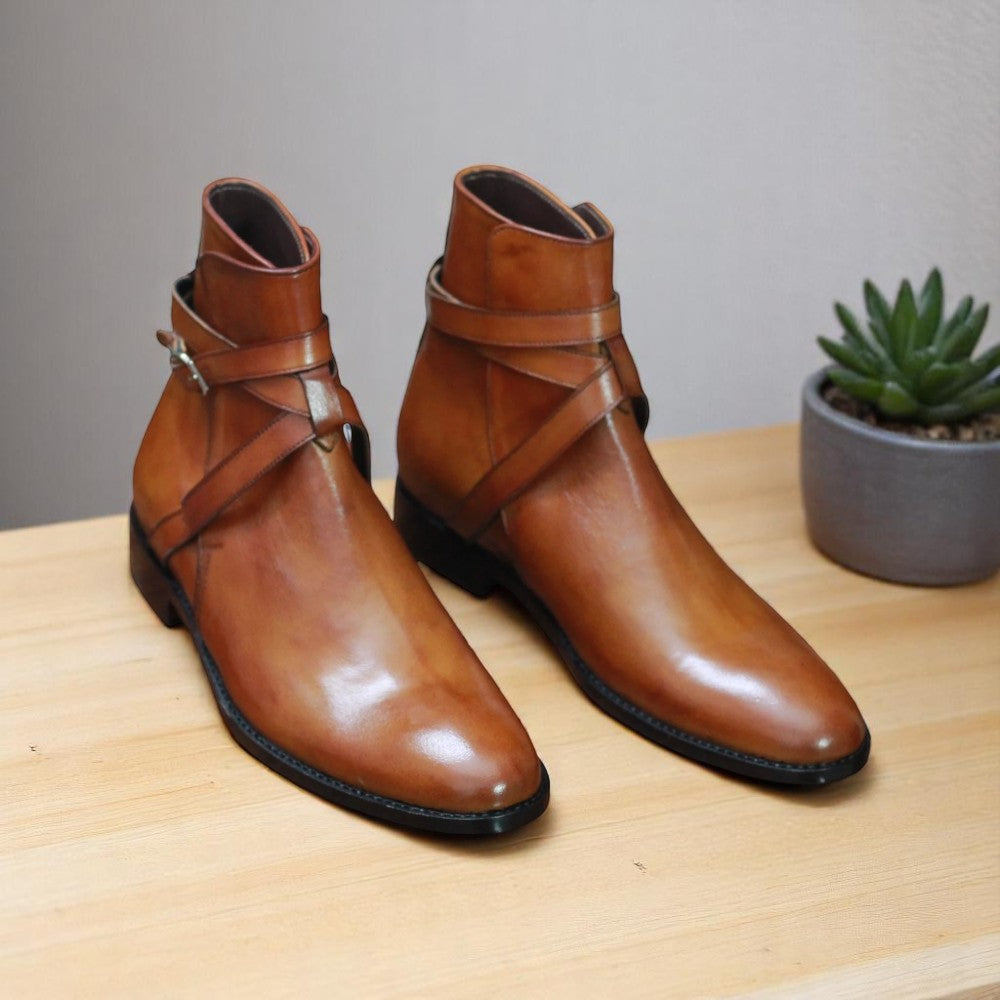 Single Brown Leather Jodhpur Boot for Men – Focused on Sole and Stitching