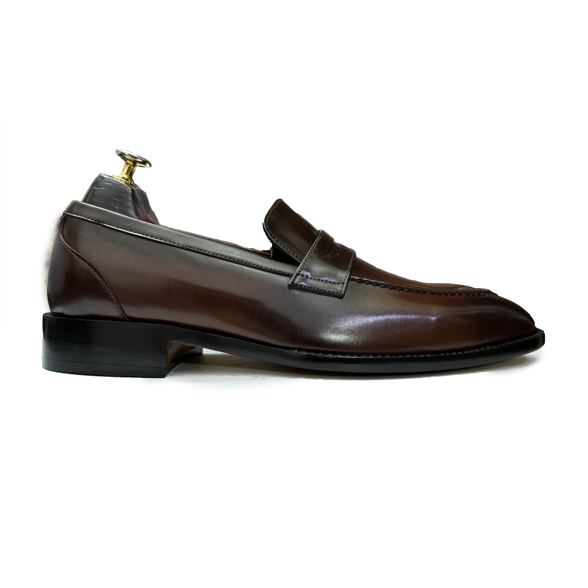 Side View – Side profile of Handmade Brown Leather Loafers, featuring a classic slip-on design with soft leather lining for ultimate comfort.

