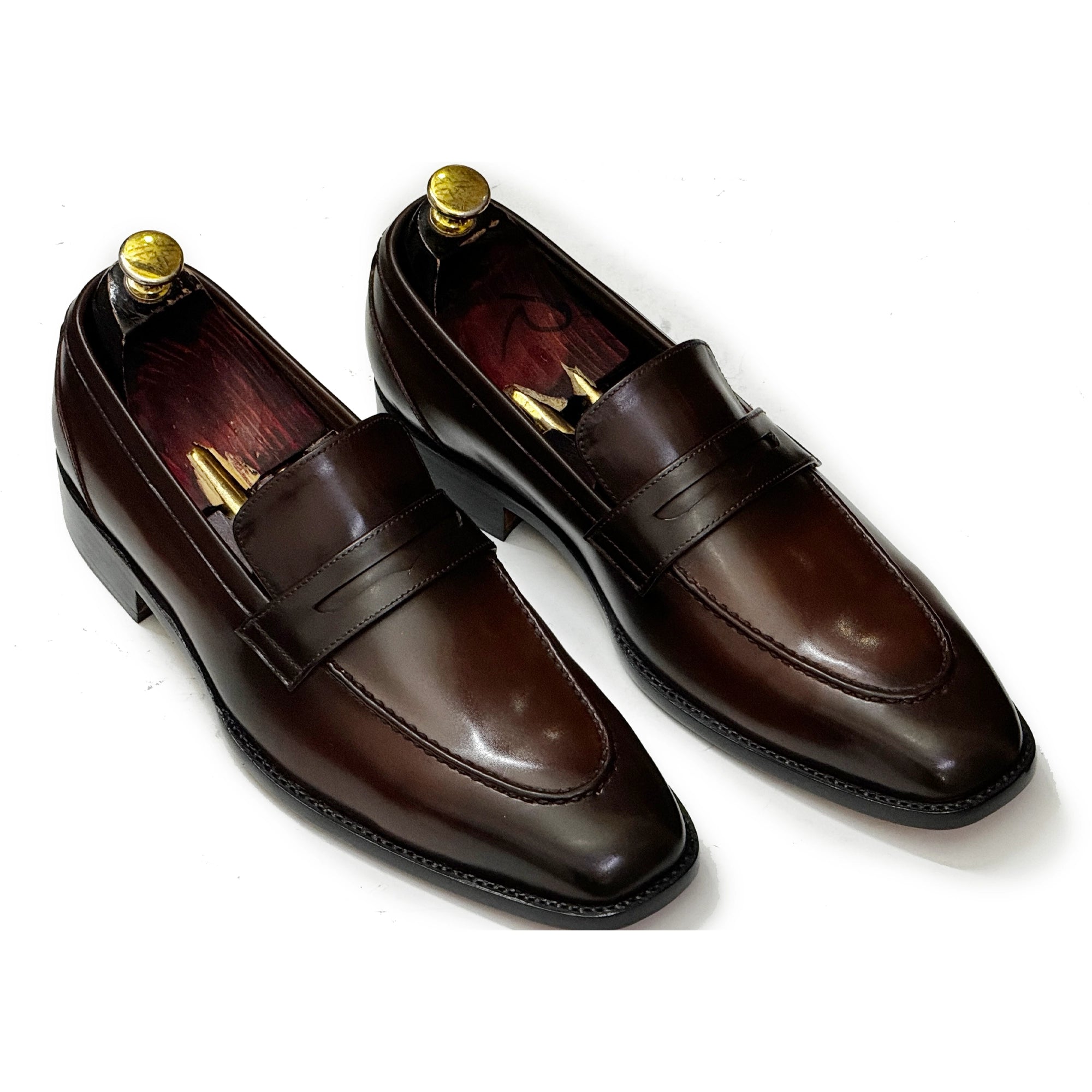 Lifestyle Shot – Handmade Brown Leather Slip-On Loafers for Men, styled for both casual and formal occasions with ultimate comfort.

