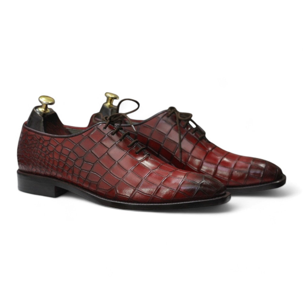 100% Handmade Goodyear Welted Alligator Print Whole Cut Leather Shoes For Men's - Posh Footwear