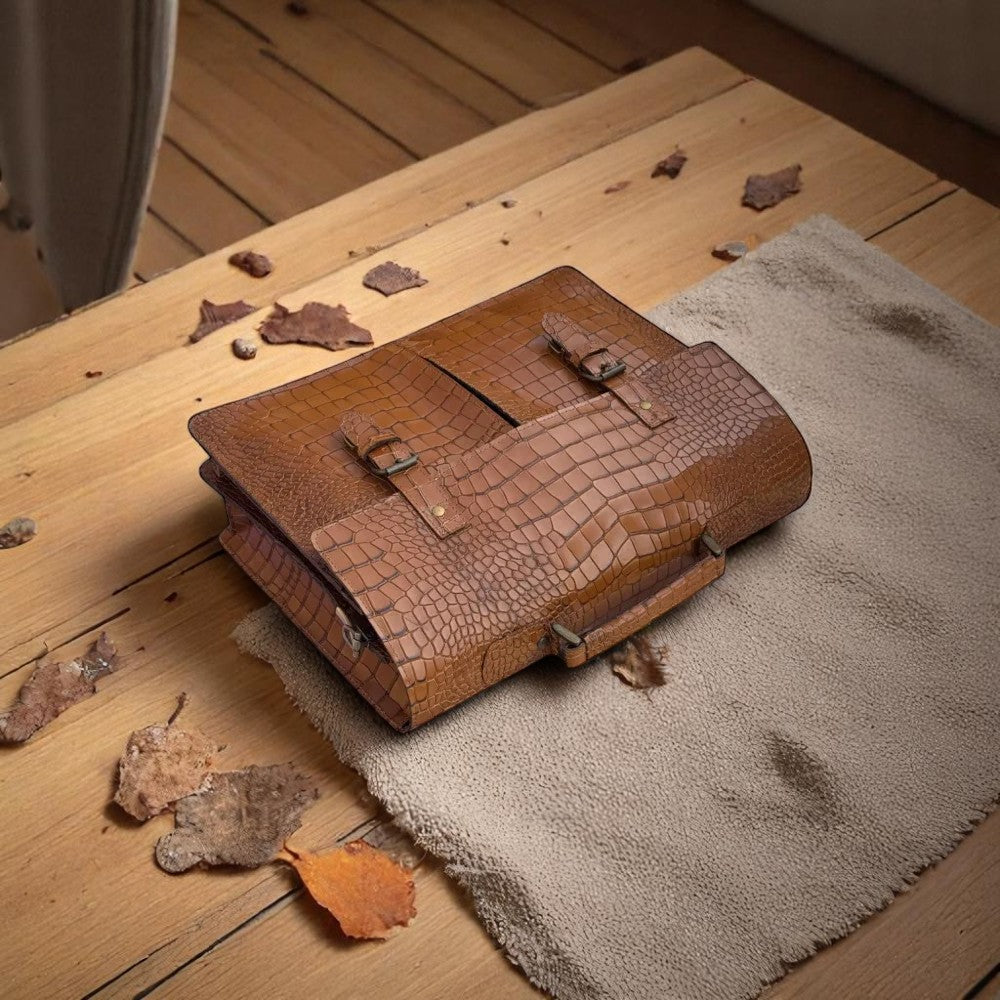 Tan Alligator Leathers Bag for Men