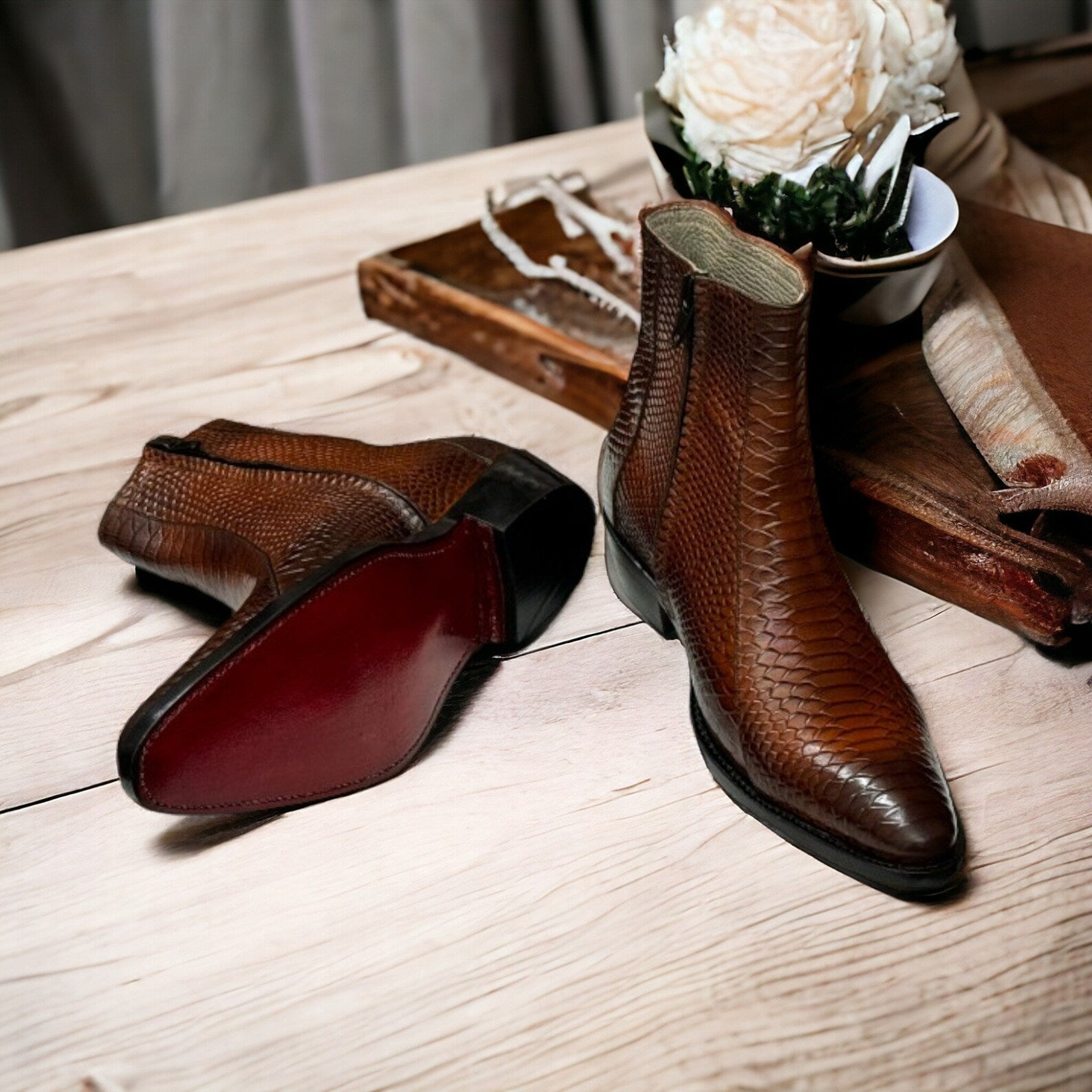 Premium Python Ankle Boots | Exotic & Stylish Footwear | Posh Footwears - Posh Footwear