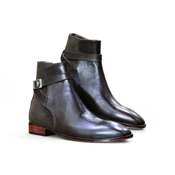 Handmade Genuine Cow-Hide Leather & Suede Long Jodhpur Boots For Men, Ankle High Buckle Brown Exotic Boots For Men's