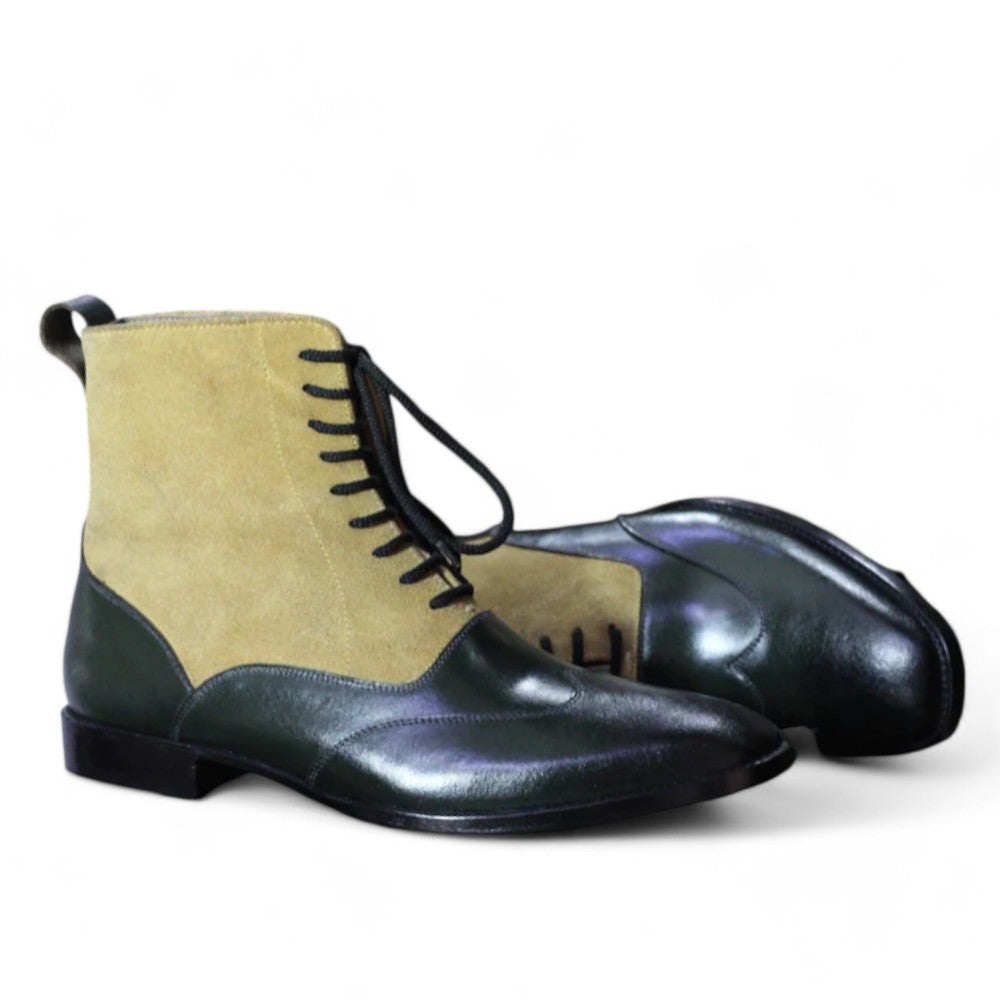 Men's Two Tone Leather Suede Boot - Handcrafted Stylish Footwear