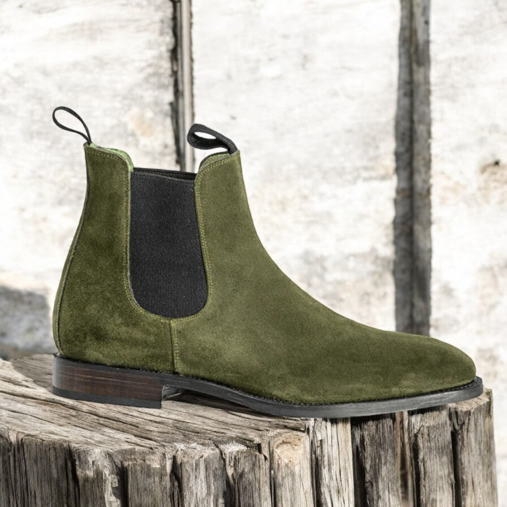 Handmade Men Olive Green Chelsea Boots Men s Slip On Ankle High Boots