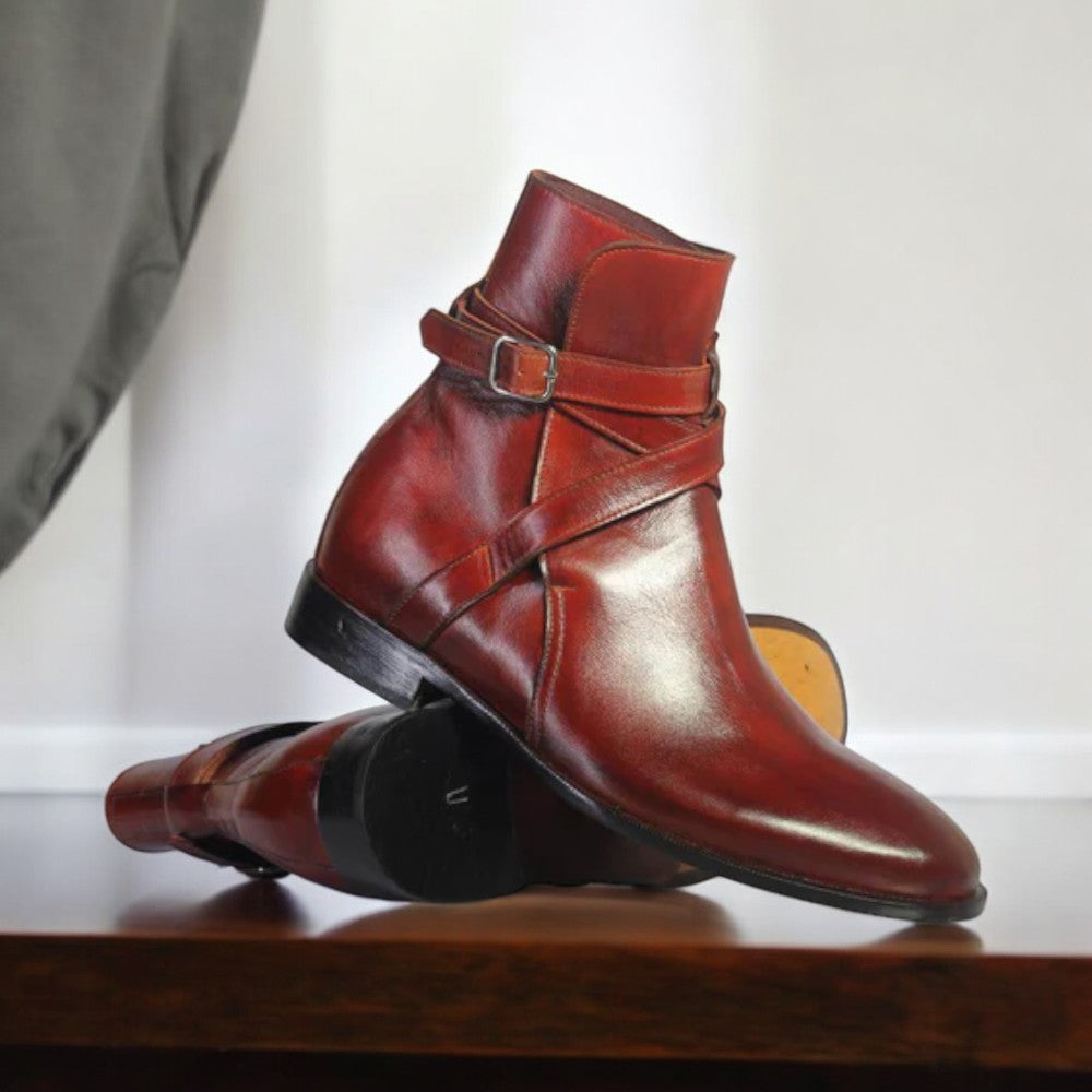 Handmade Jodhpurs Boots, Leather Buckle Boots For Men's