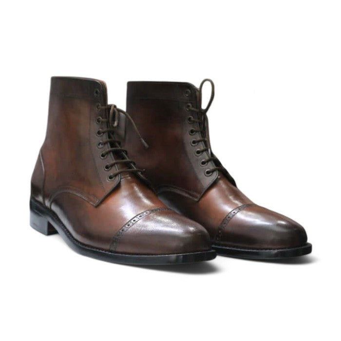 Men's Handmade Vintage Brown Leather Ankle Boots - Stylish and Durable Footwear