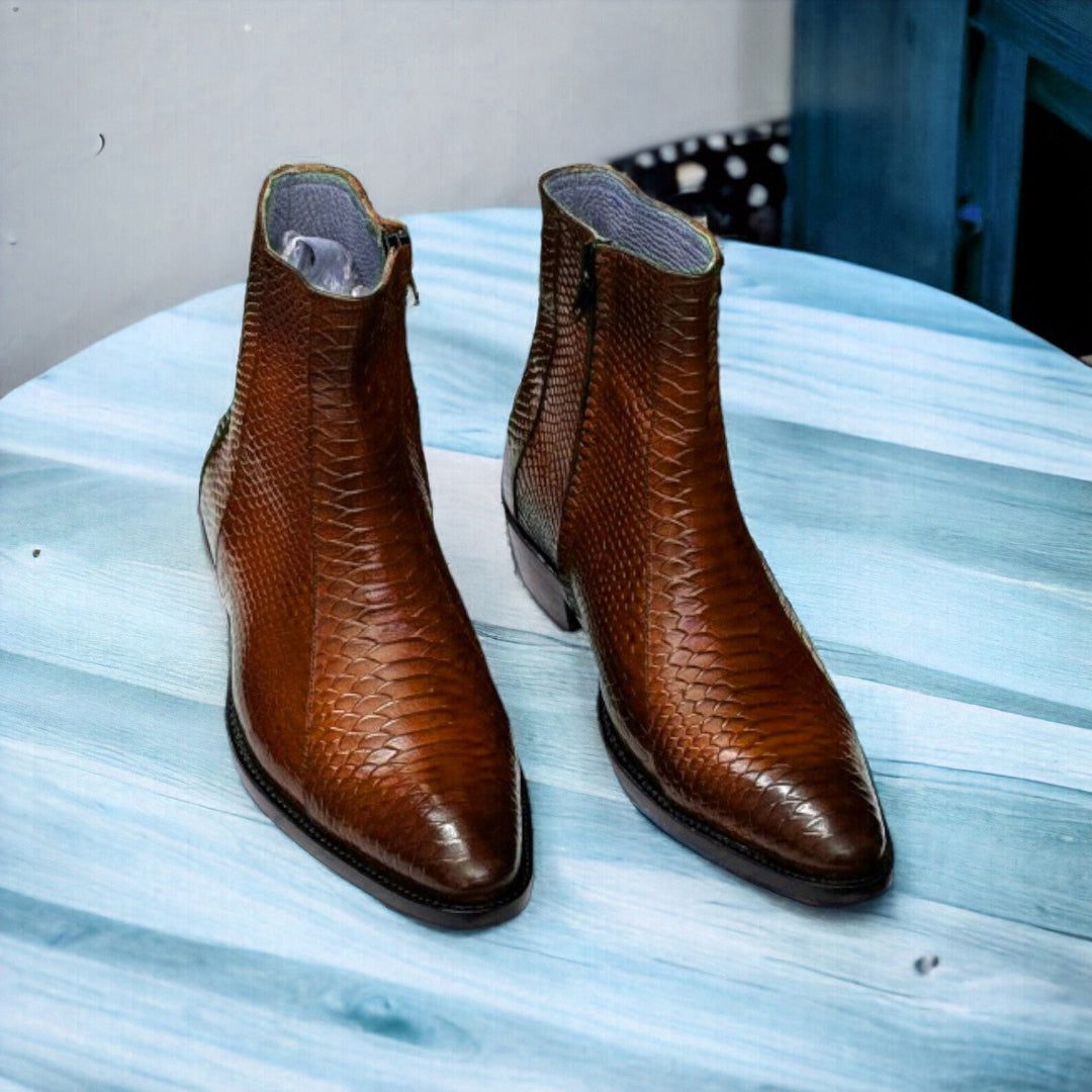 Premium Python Ankle Boots | Exotic & Stylish Footwear | Posh Footwears - Posh Footwear 