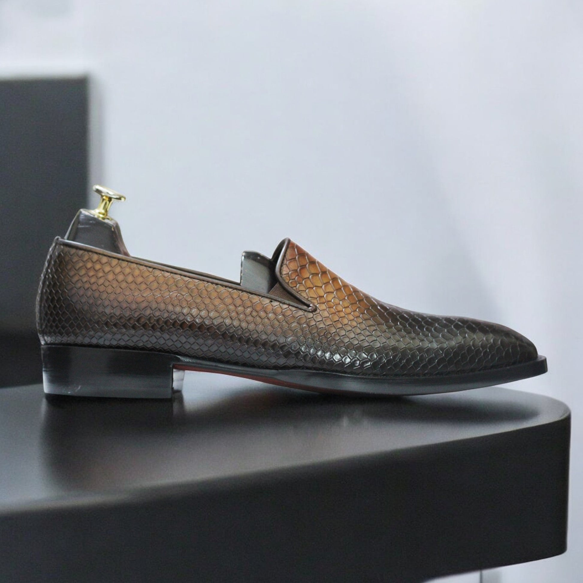 Handmade Python Slip-On Loafers for Men - Luxury Leather Footwear with a Sleek Design