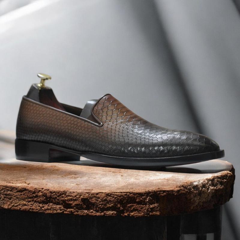 Handmade Python Slip-On Loafers for Men - Luxury Leather Footwear with a Sleek Design