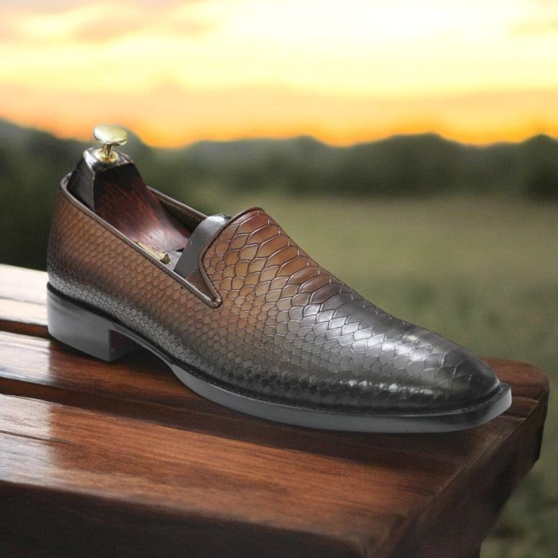 Handmade Python Slip-On Loafers for Men - Luxury Leather Footwear with a Sleek Design