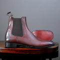 Handcrafted Burgundy Chelsea Boots with elastic side panels and durable sole by Posh foot wears