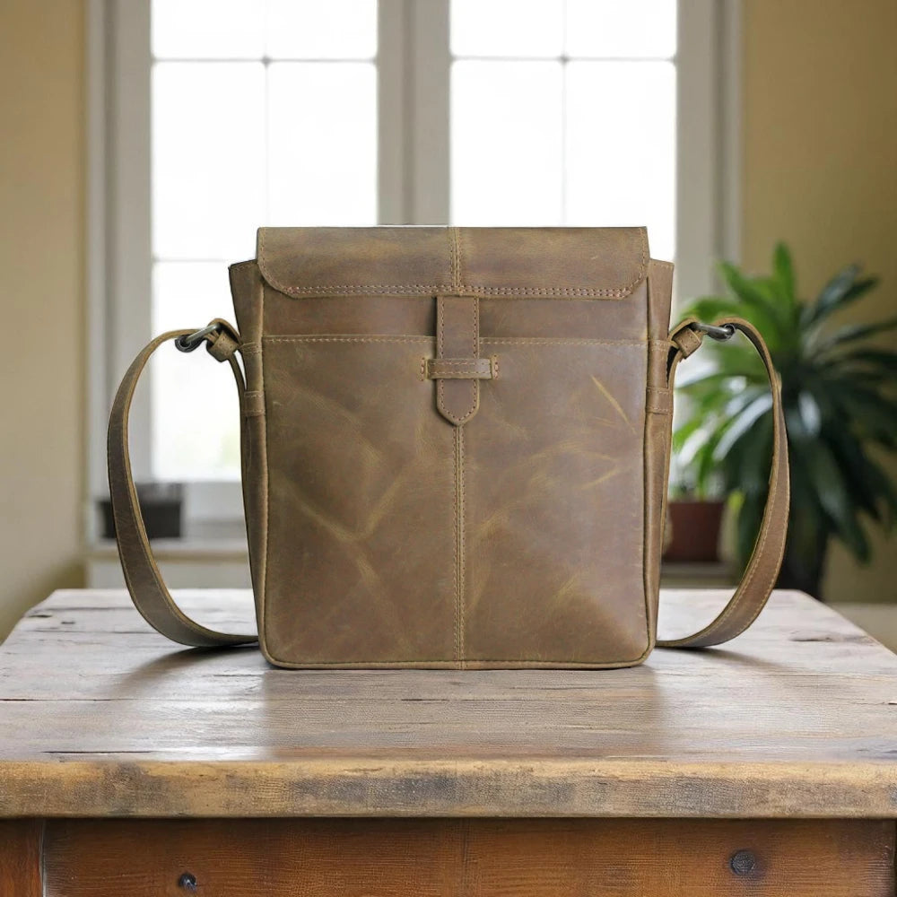 back  Side profile showing bag depth and strap attachment

