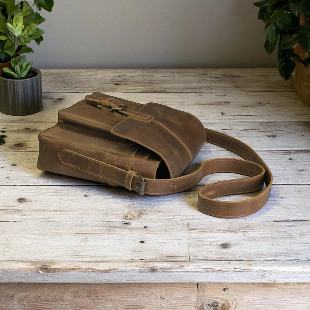 Side View – Side profile showing bag depth and strap attachment

