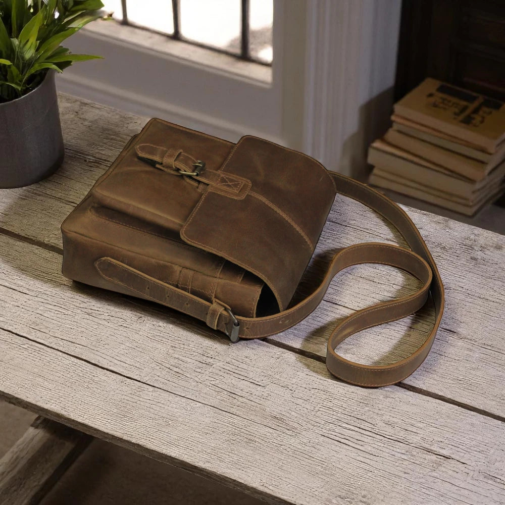 Side View – Side profile showing bag depth and strap attachment

