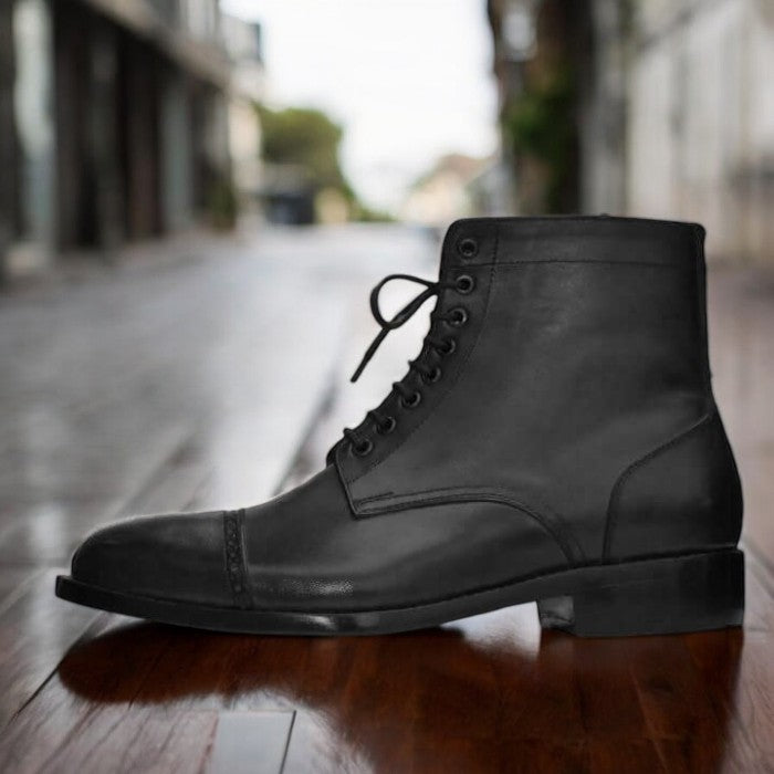 Men's Handmade Vintage Brown Leather Ankle Boots - Stylish and Durable Footwear