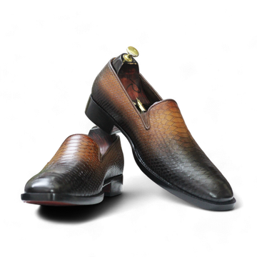 Handmade Python Slip-On Loafers for Men - Luxury Leather Footwear with a Sleek Design