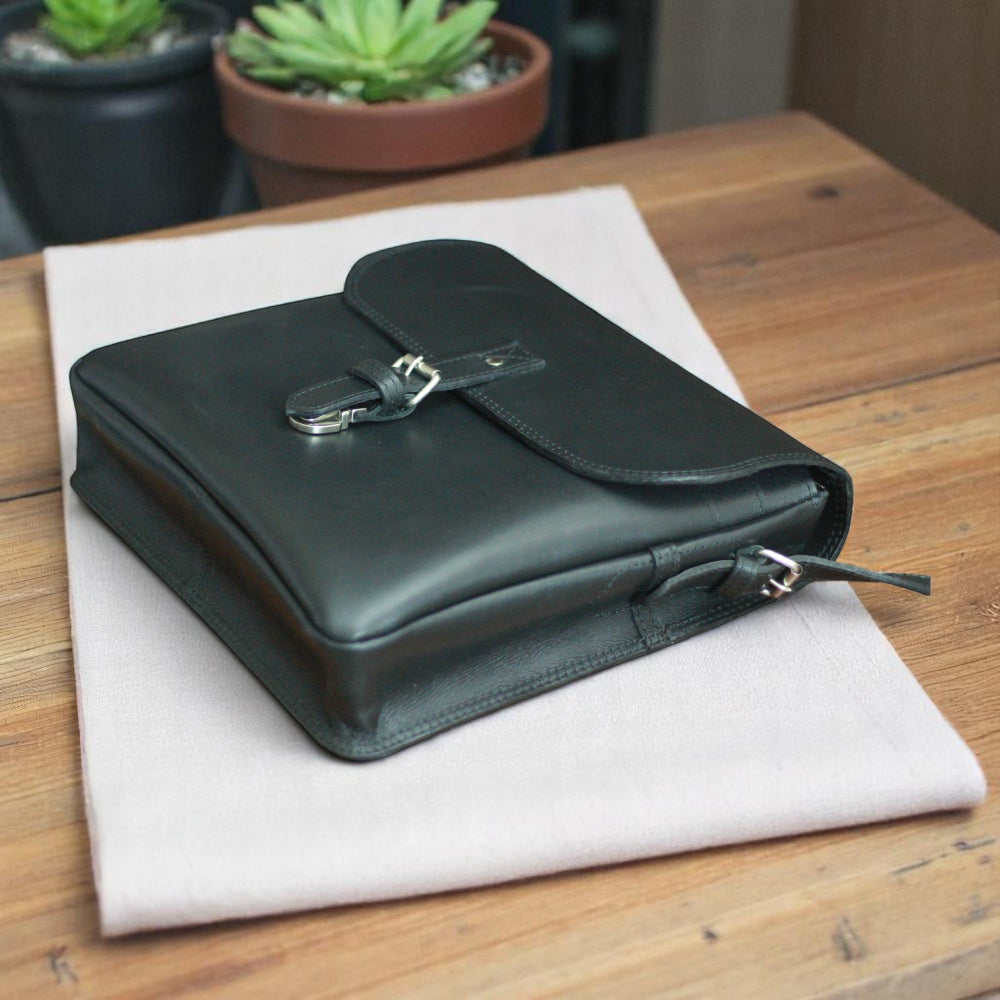 bottom side of leather bag  Crossbody Bag – Personalized Messenger Satchel