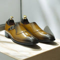 Men's Tan Premium Leather Single Strap Monk Shoes – Formal Footwear