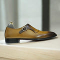 Men's Tan Premium Leather Single Strap Monk Shoes – Formal Footwear