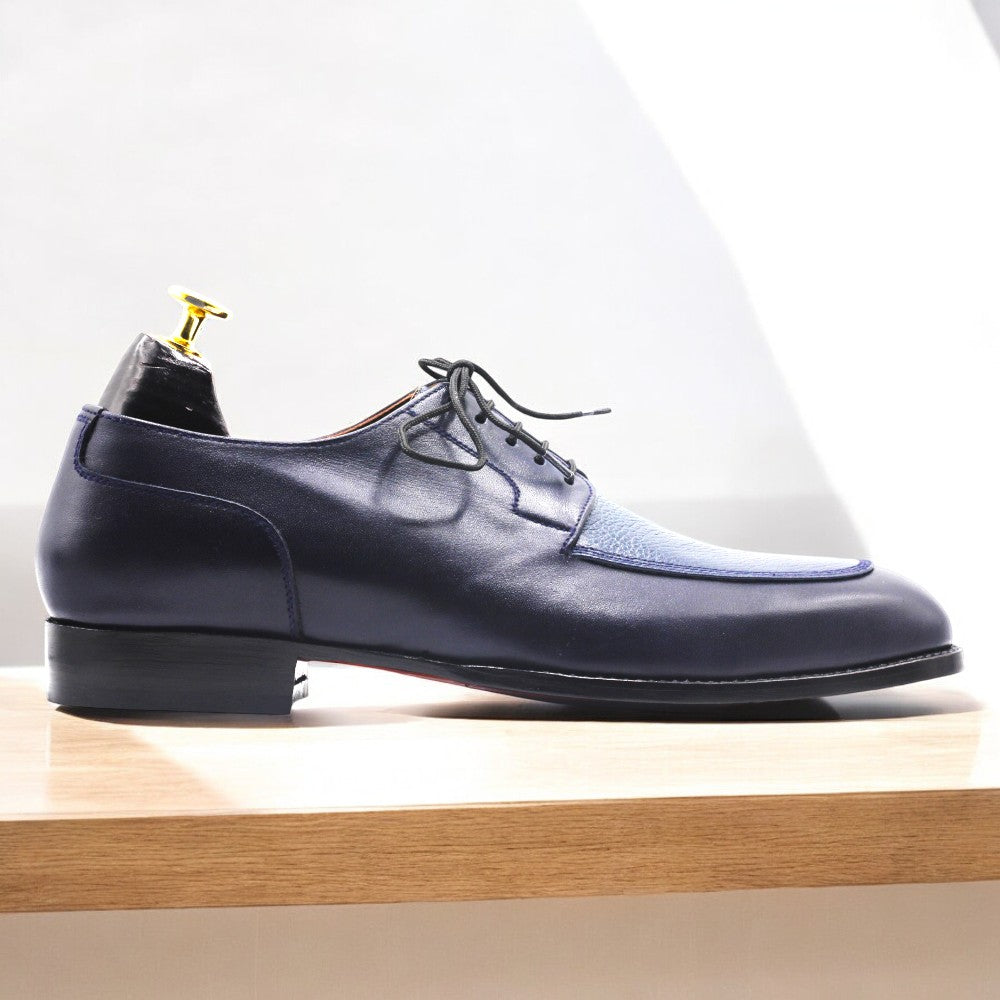 Men's Navy Blue Genuine Leather Classic Shoes | Timeless Style and Comfort