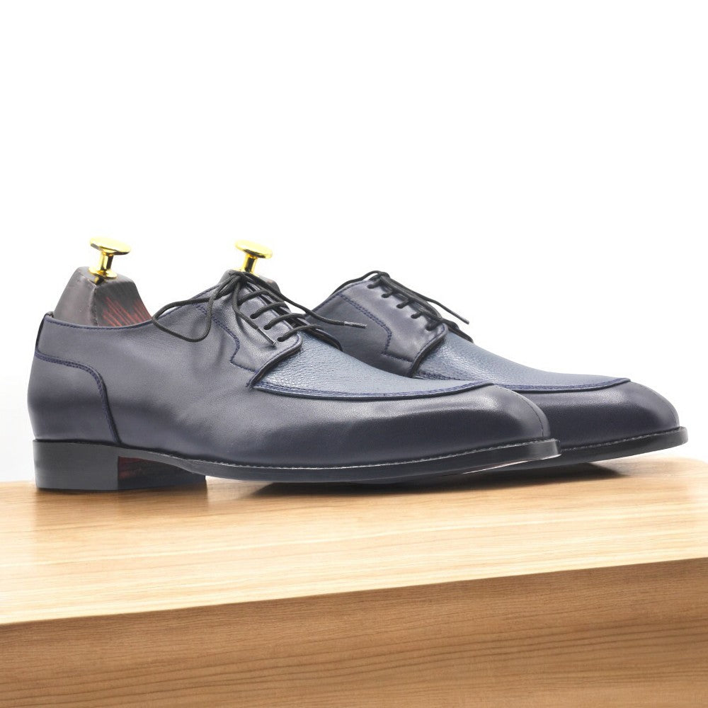 Men's Navy Blue Genuine Leather Classic Shoes | Timeless Style and Comfort