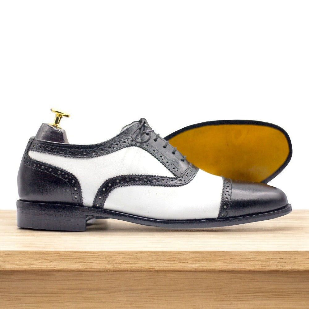 Men's Oxford Black &amp; white Leather Shoes | Classic Style &amp; Timeless Elegance