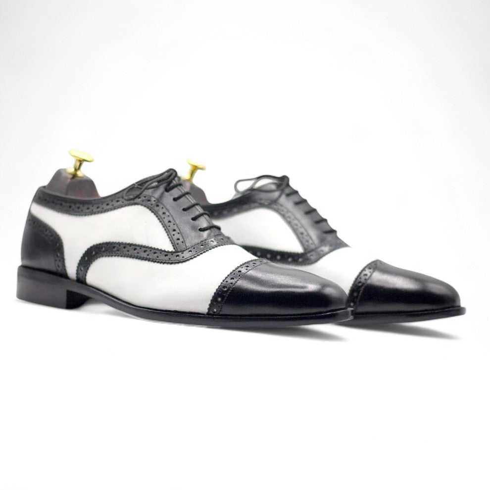Men's Oxford Black &amp; white Leather Shoes | Classic Style &amp; Timeless Elegance