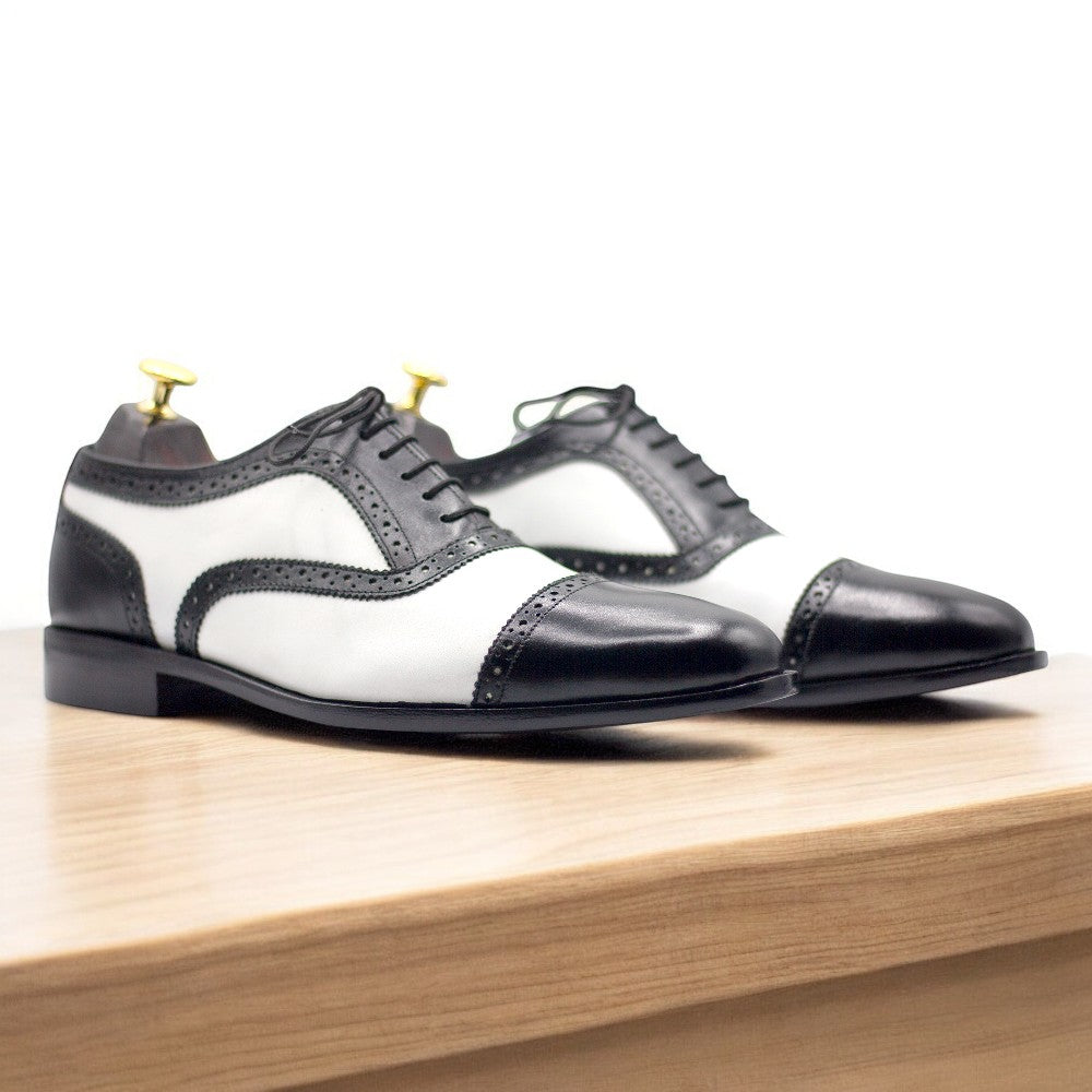 Men's Oxford Black &amp; white Leather Shoes | Classic Style &amp; Timeless Elegance