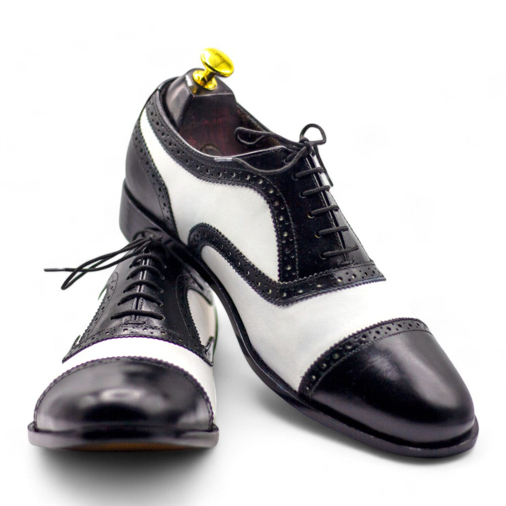 Men's Oxford Black &amp; white Leather Shoes | Classic Style &amp; Timeless Elegance
