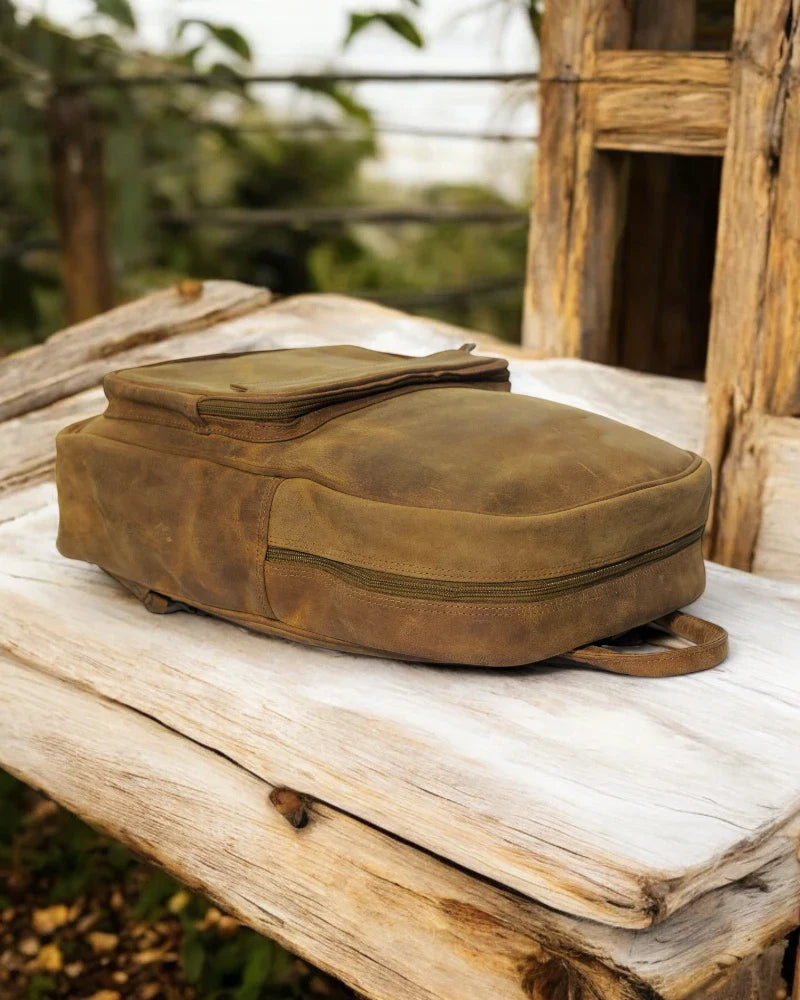 Brown Leather Laptop Bag with iPad Compartment – Designed to fit a 17” laptop and additional accessories, perfect for work or travel.
