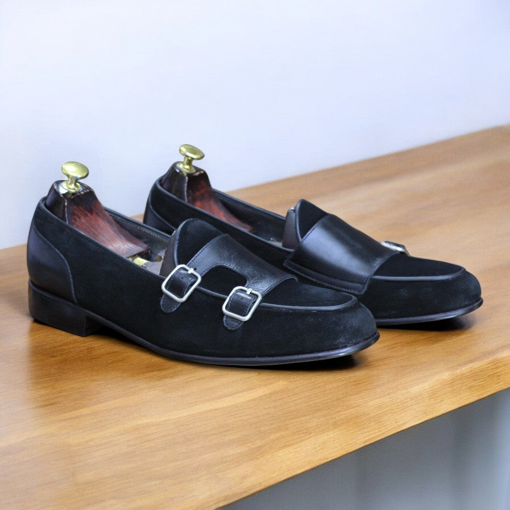 Black Double Loafer Suede Leather Shoes – Stylish Comfort by Posh Foot Wears - Posh Footwear
