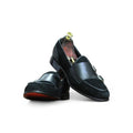 Handmade Double Buckle Loafer Shoes for Men – Premium Black Leather with Comfortable Leather Sole and Lining