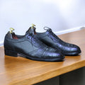 Handmade Blue Alligator Lace-Up Dress Shoes for Men – Luxury Alligator Leather with Comfortable Leather Sole and Lining