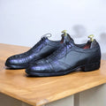 Handmade Blue Alligator Lace-Up Dress Shoes for Men – Luxury Alligator Leather with Comfortable Leather Sole and Lining