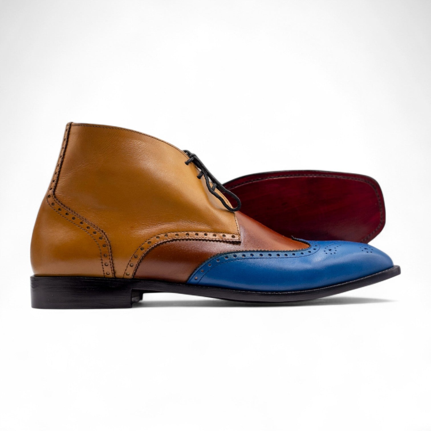 Handmade Two Tone Men's Chukka Boots - Posh Footwear