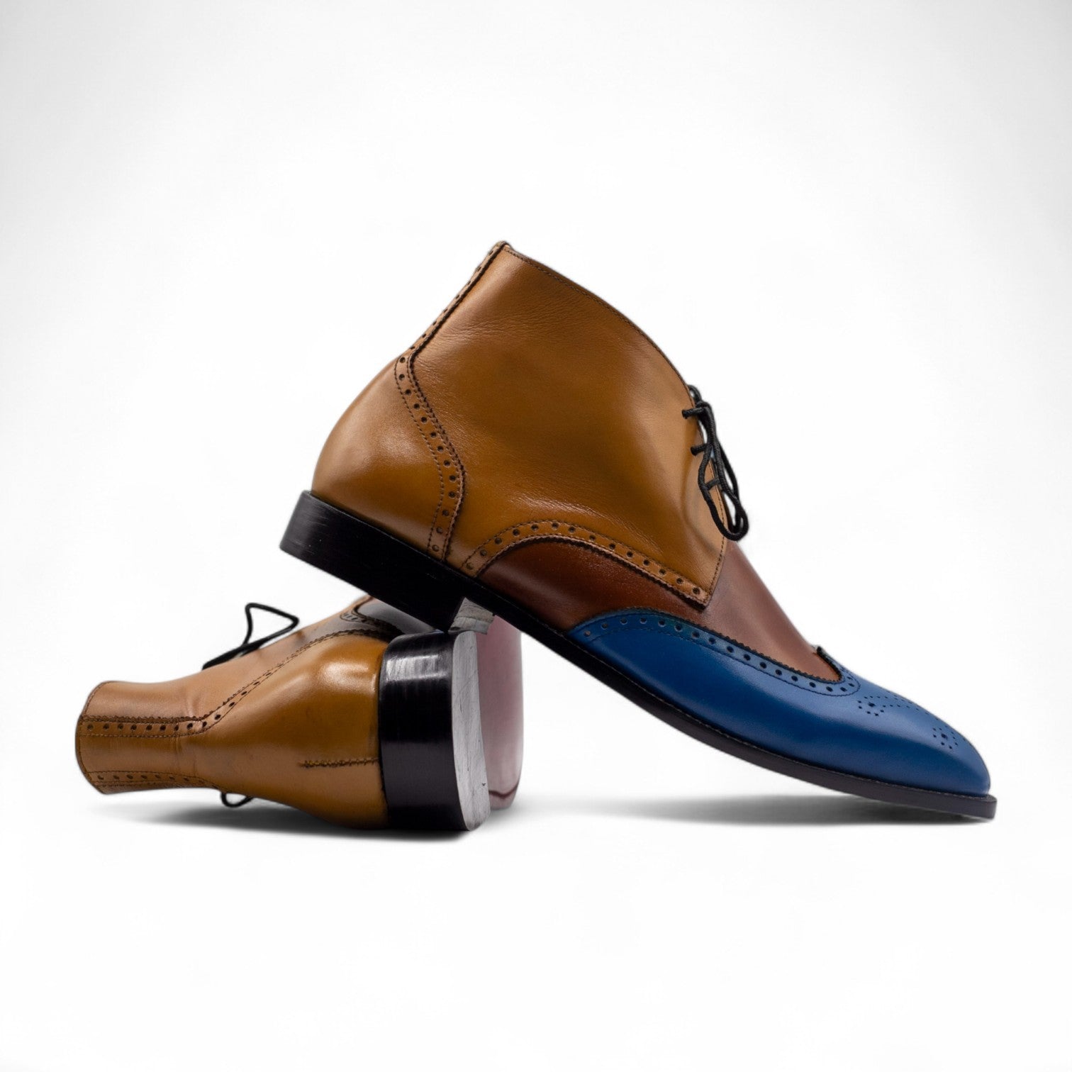 Handmade Two Tone Men's Chukka Boots - Posh Footwear
