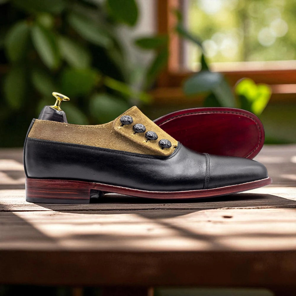 Men’s slip-on shoes with button detail

