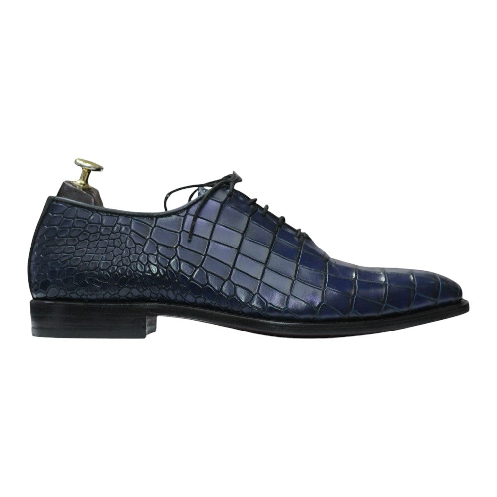 100% Handmade Goodyear Welted Alligator Print Whole Cut Leather Shoes For Men's - Posh Footwear