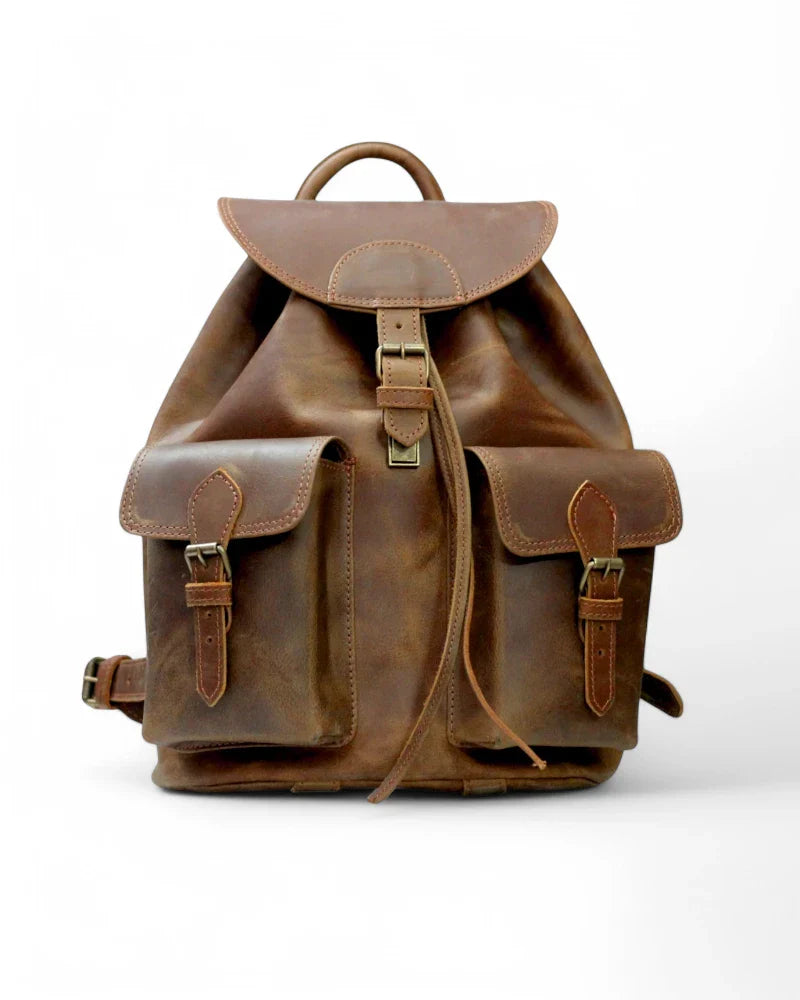 Handmade city leather backpack unisex