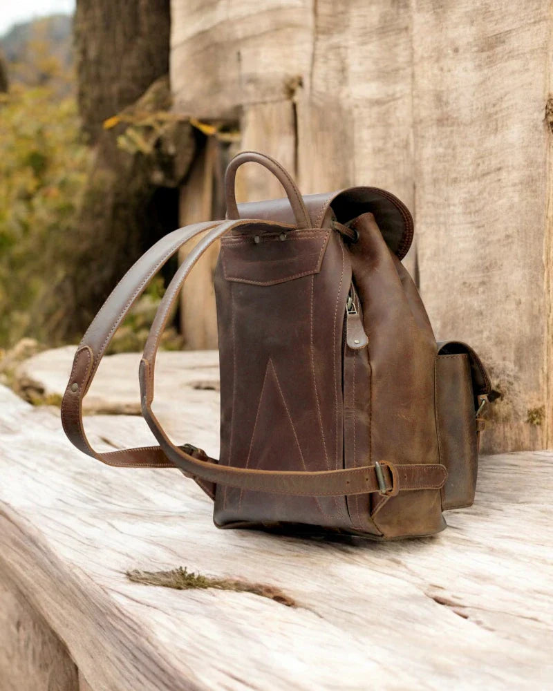 Professional leather backpack for work and business