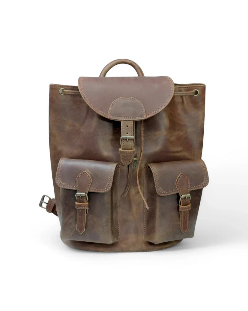 Stylish full-grain leather backpack for men and women