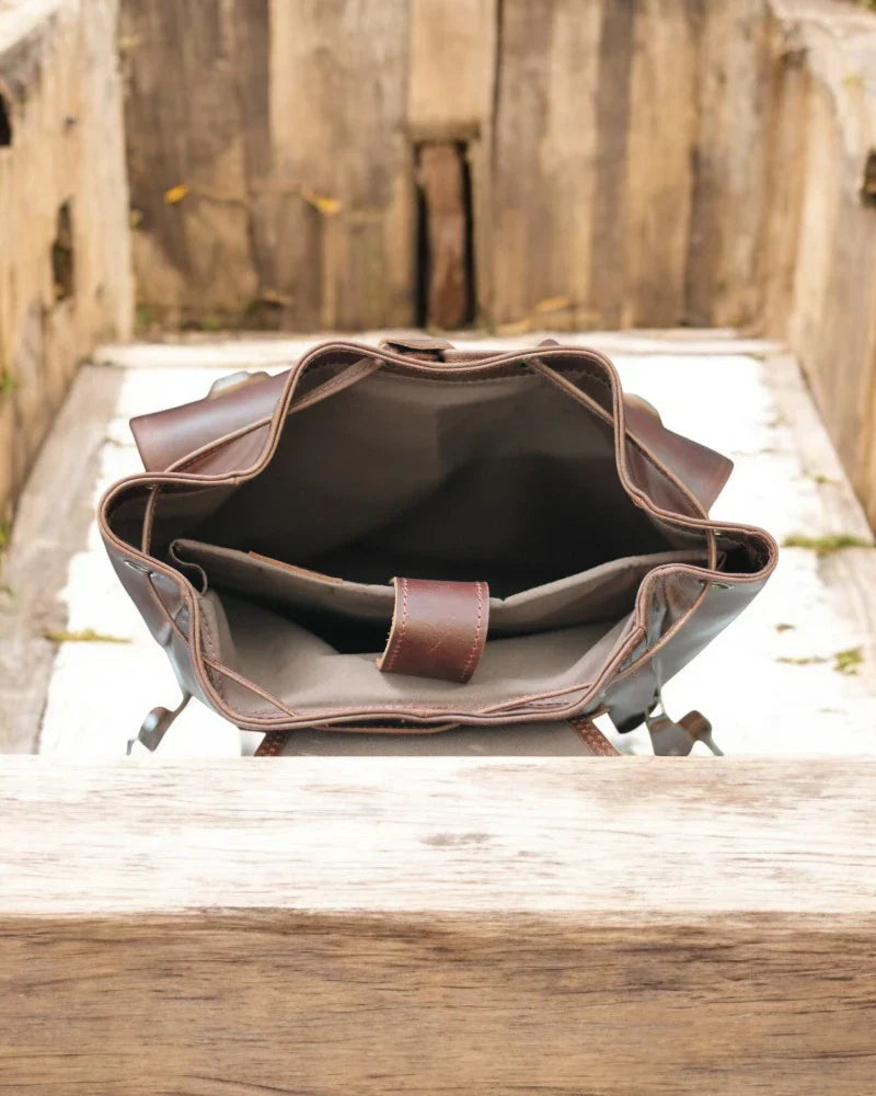Durable unisex leather travel backpack